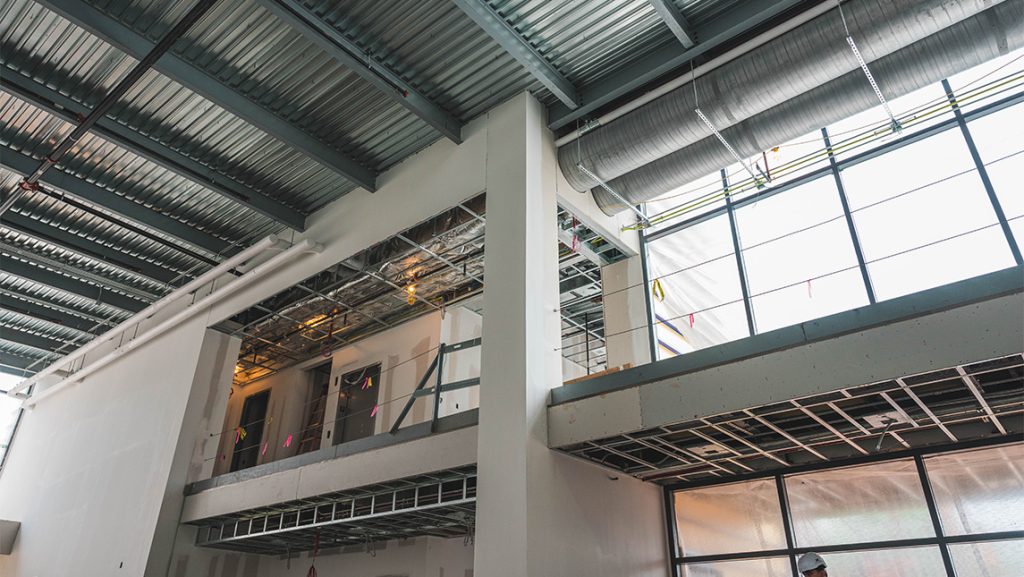 A building's second floor under construction.