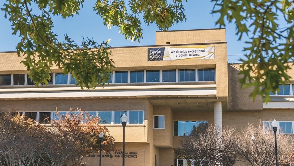 Image of UNCG BSBE building in the fall.