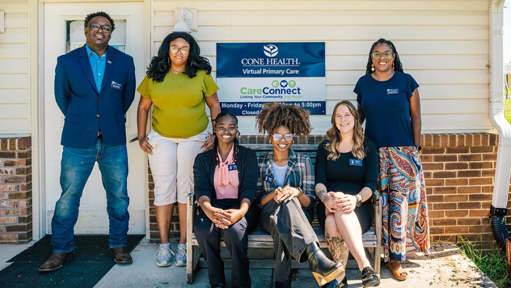 UNCG social work students with Chauncey Greene and Johnette Walser.