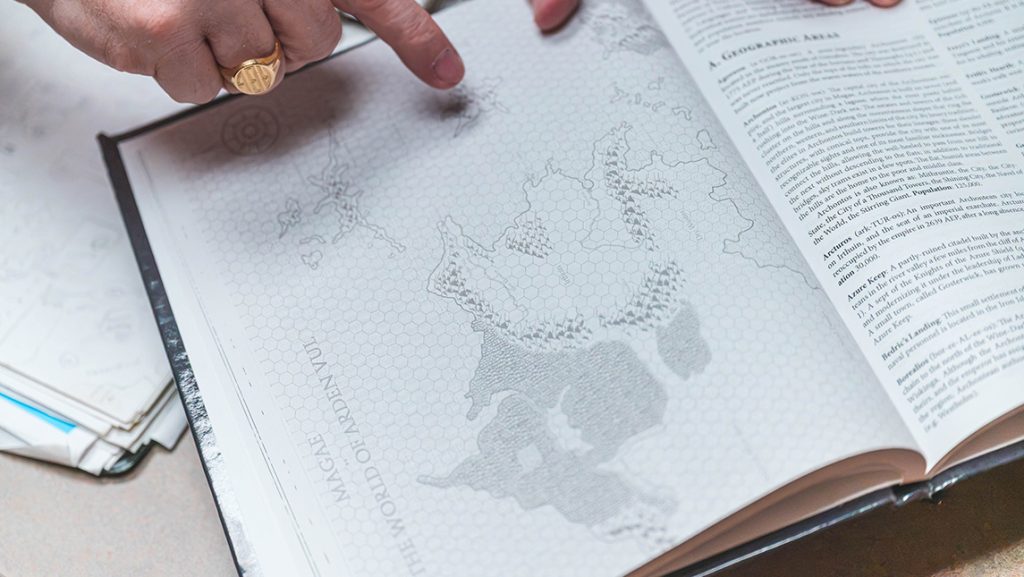 A close-up on a Dungeons and Dragons map.